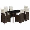 vidaXL 7-delige Bistroset met kussens poly rattan bruin