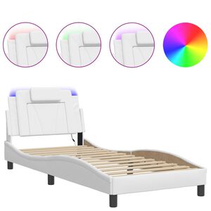 vidaXL Bedframe "Viana" met LED zonder matras wit 80x200 cm