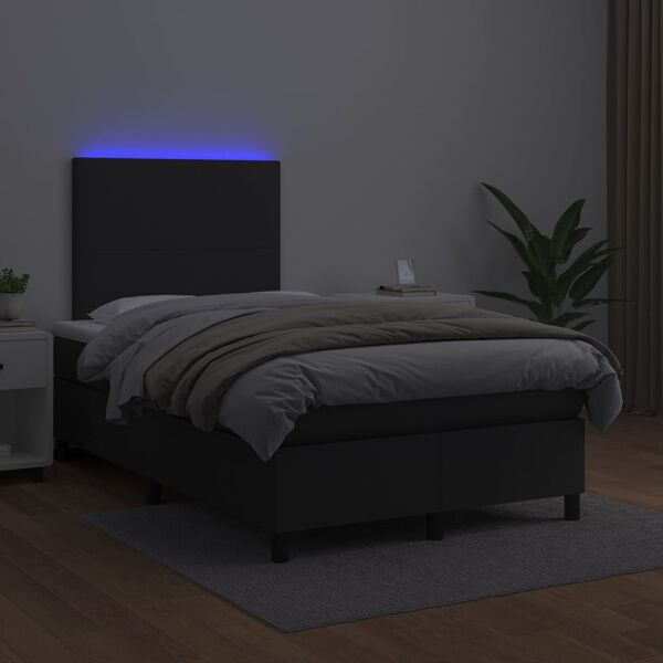 vidaXL Boxspring met matras en LED kunstleer zwart 120x200 cm