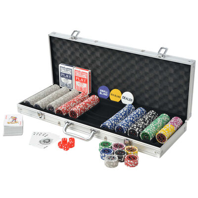 vidaXL Pokerset met 500 chips aluminium