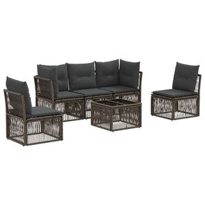 vidaXL Tuinbankenset 6 pcs Grijs poly rattan
