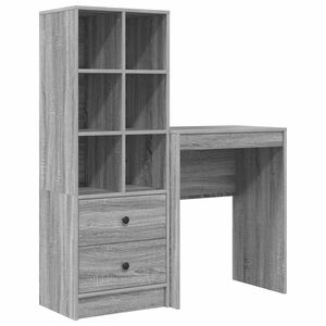 vidaXL Bureau met lade met plank met opslag 2 pcs Grijs Sonoma