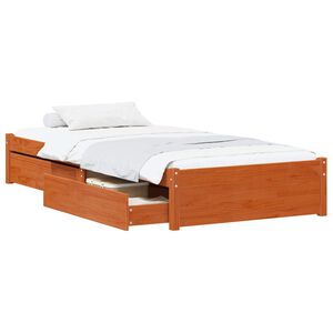 vidaXL Bedframe met lade met opslag 3 pcs Wasbruin Grenenhout
