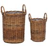 vidaXL Plantmand met opslag 2 pcs Bruin Kubu Rattan