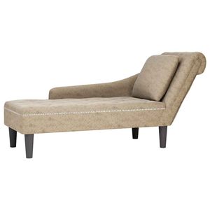 vidaXL Chaise longue met kussen&rechterarmleuning kunstleer lichtgrijs
