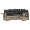 vidaXL 4-delige Loungeset met kussens poly rattan lichtgrijs