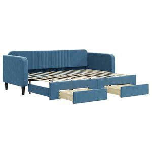 vidaXL Slaapbank met onderschuifbed en lades 80x200 cm fluweel blauw