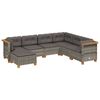 vidaXL 7-delige Loungeset met kussens poly rattan grijs