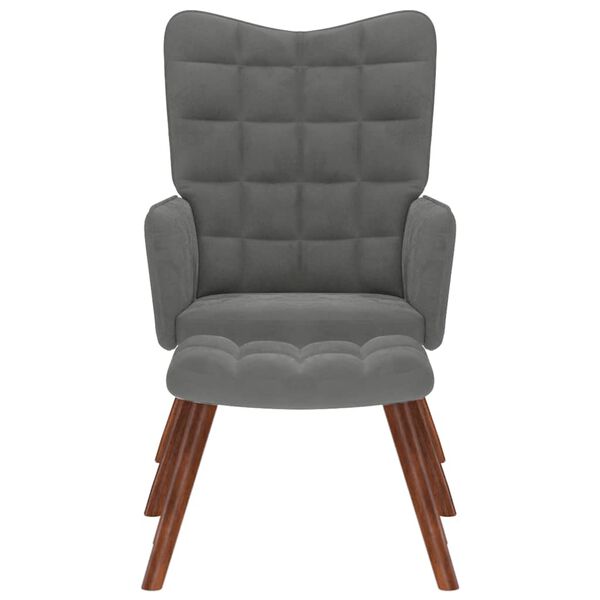 vidaXL Relaxstoel met kruk donkergrijs fluweel