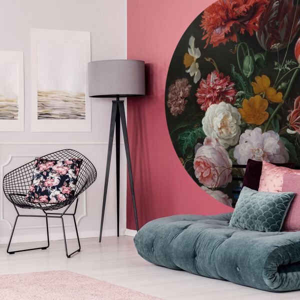 WallArt Behangcirkel Golden Age Flowers 142,5 cm