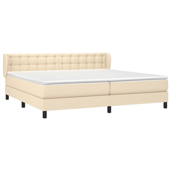 vidaXL Boxspring met matras stof cr&egrave;mekleurig 200x200 cm