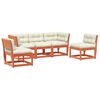 vidaXL 5-delige Loungeset met kussens massief grenenhout wasbruin