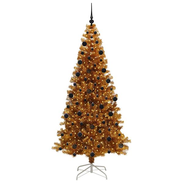 vidaXL Kerstboom met 300 LED met standaard Goud 210 cm PET