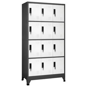 vidaXL Lockerkast 90x45x180 cm staal antracietkleurig en wit