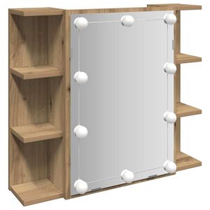 vidaXL Spiegelkast met LED 70x16,5x60 cm artisanaal eikenkleur