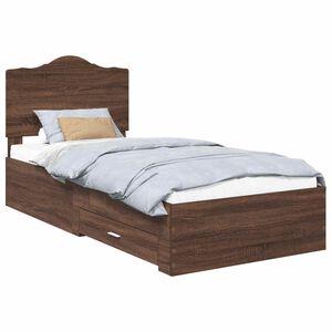 vidaXL Bedframe met hoofdeinde Bruin Eiken 100 x 200 cm Bewerkt hout
