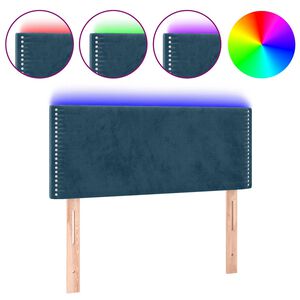 vidaXL Hoofdbord LED 100x5x78/88 cm fluweel donkerblauw