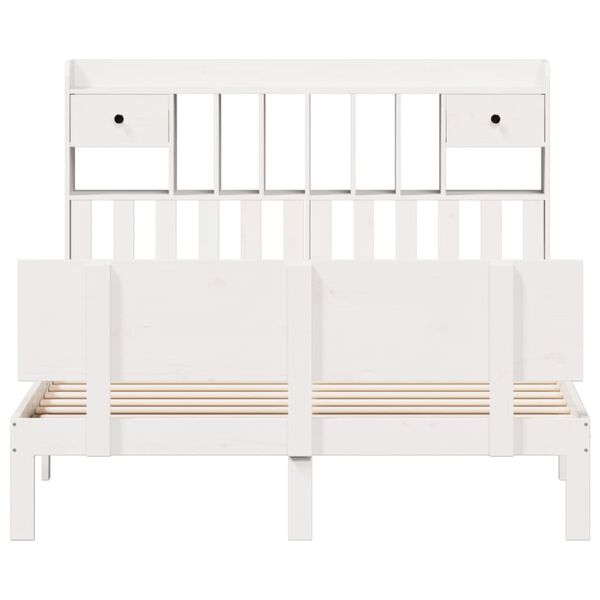 vidaXL Bed met boekenkast zonder matras grenenhout wit 140x200 cm