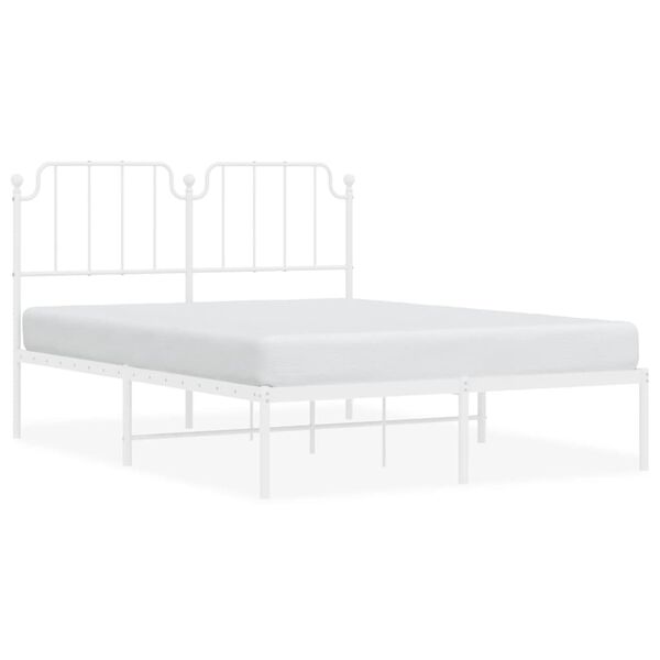 vidaXL Bedframe met hoofdbord metaal wit 140x190 cm