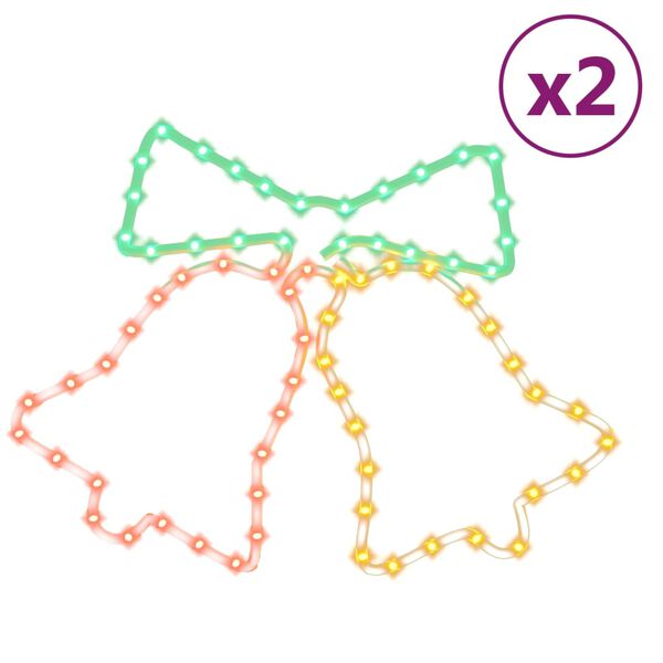 vidaXL Kerstfiguren klokken met 72 LED's 2 st 50x56 cm