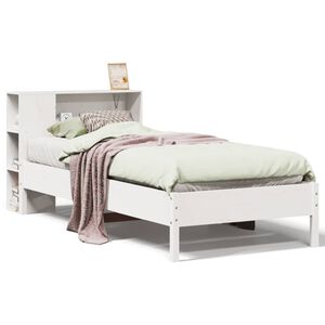 vidaXL Bed met boekenkast zonder matras grenenhout wit 75x190 cm