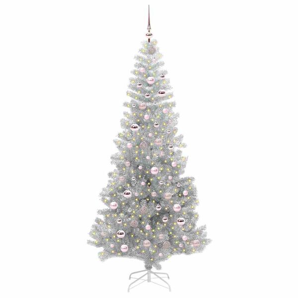 vidaXL Kerstboom met 300 LED met standaard Zilver 210 cm PET