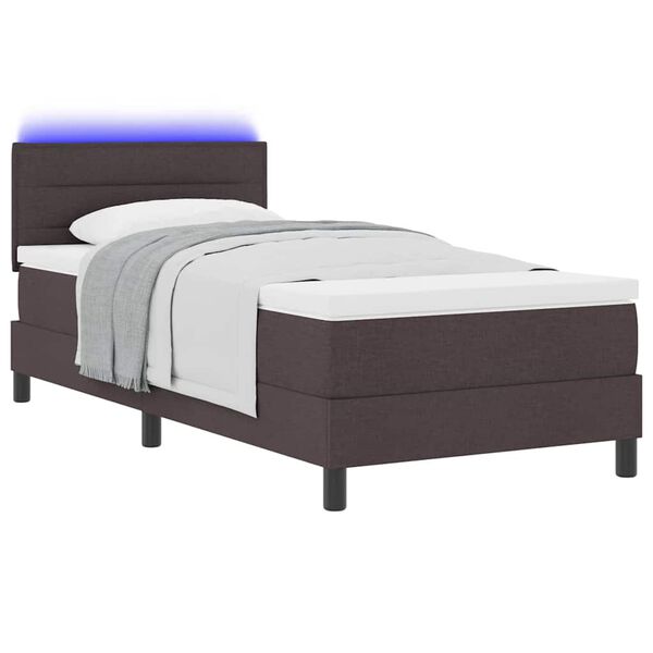 vidaXL Boxspring bed met matras met LED Donkerbruin 90 x 200 cm Stof