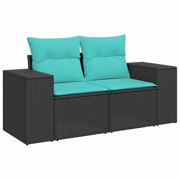 vidaXL 6-delige Loungeset met kussens poly rattan zwart