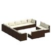 vidaXL 13-delige Loungeset met kussens poly rattan bruin