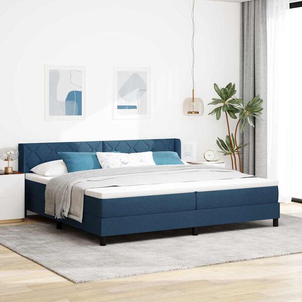vidaXL Boxspringbed met matras met hoofdeinde Blauw 200 x 200 cm Stof