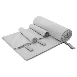 vidaXL Set van Sporthanddoeken 3 st Grijs 210 x 100 cm