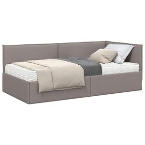 vidaXL Hoekbedframe met Matras 2 st Taupe 90 x 190 cm Fluweel