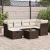 vidaXL 6-delige Loungeset met kussens poly rattan bruin