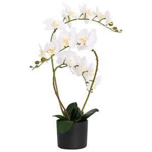 vidaXL Kunstorchidee met pot Wit 45 x 15 x 65 cm Stof, PE en PEVA
