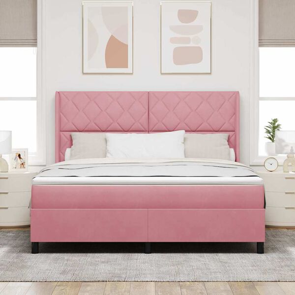 vidaXL Boxspringbed met matras Roze 180 x 200 cm Fluweel