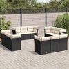 vidaXL 12-delige Loungeset met kussens poly rattan zwart