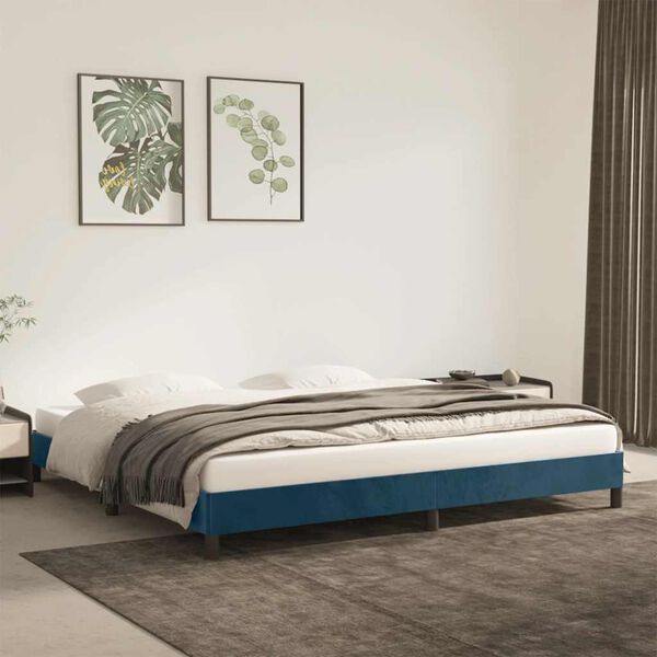 vidaXL Bedframe zonder matras 200x200 cm fluweel donkerblauw