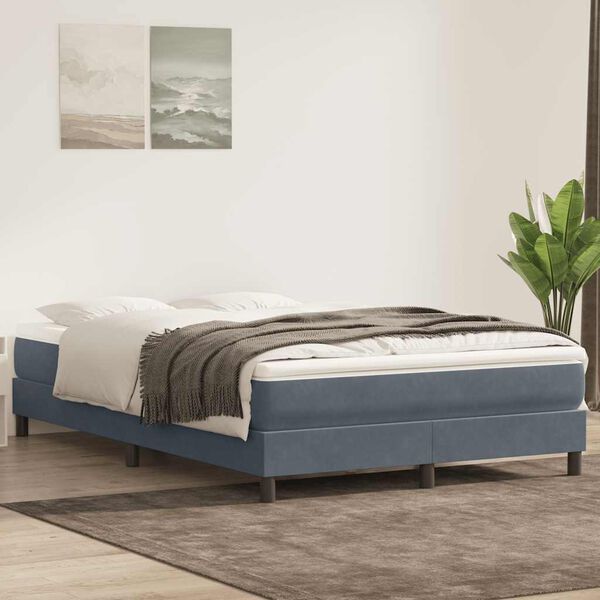 vidaXL Boxspring met matras fluweel donkergrijs 160x210 cm