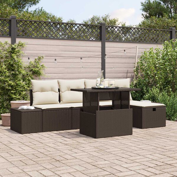 vidaXL Tuin Sofa Set 6 pcs Bruin poly rattan