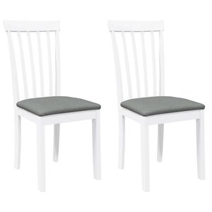 vidaXL Eetkamerstoelen met kussens 2 st massief hout rubber wit