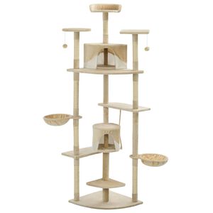 vidaXL Kattenkrabpaal met sisal krabpalen 203 cm beige en wit