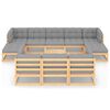 vidaXL 11-delige Loungeset met kussens massief grenenhout