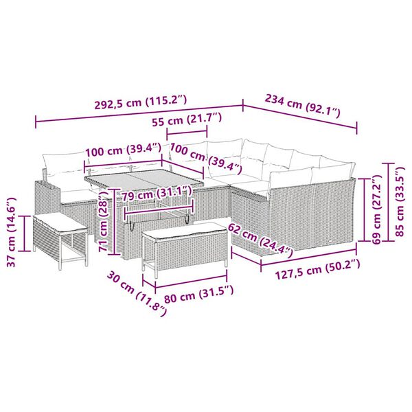 vidaXL Tuinbankenset met kussen 13 pcs Zwart poly rattan