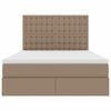vidaXL Opbergbed met LED met matras Cappuccino 140 x 190 cm Nep Leer
