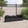vidaXL 4-delige Loungeset met kussens poly rattan zwart