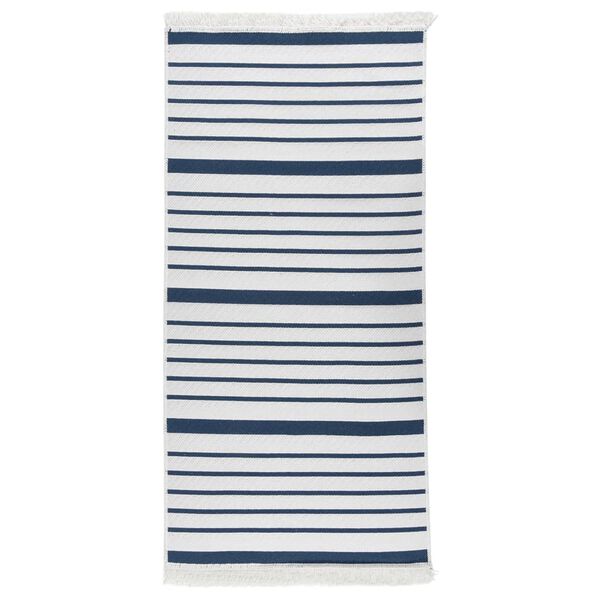 vidaXL Vloerkleed 100x200 cm katoen marineblauw