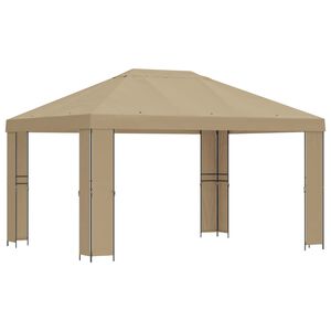 vidaXL Paviljoen 4 &times; 3 m Beige Polyester en staal 190 gsm