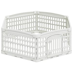 vidaXL 6 Panelen Hondenspeelpen 122 x 106,5 x 40 cm Kunststof Wit
