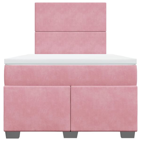 vidaXL Boxspring met matras fluweel roze 120x190 cm