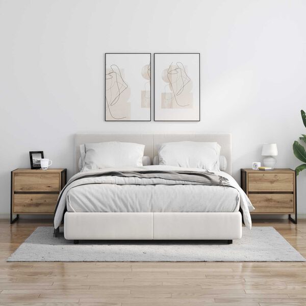 vidaXL Nachtkastje met lade 2 pcs Ambachtelijk eiken 50 x 39,5 x 50 cm